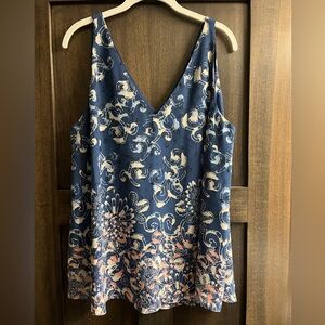 Lane Bryant Navy and Cream Floral Camisole